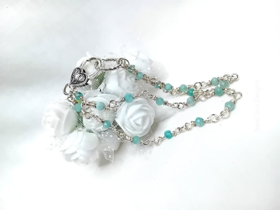 Amazonite with Sterling Silver Plated Wire