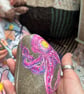 Purple Octopus hand painted paperweight stone  - Image 5