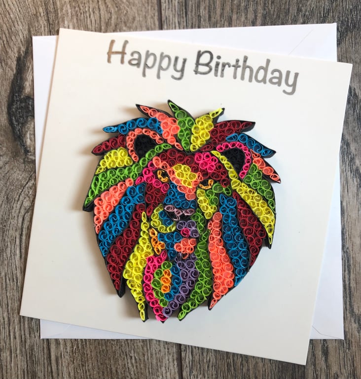 Happy birthday Lion Quilled Card 