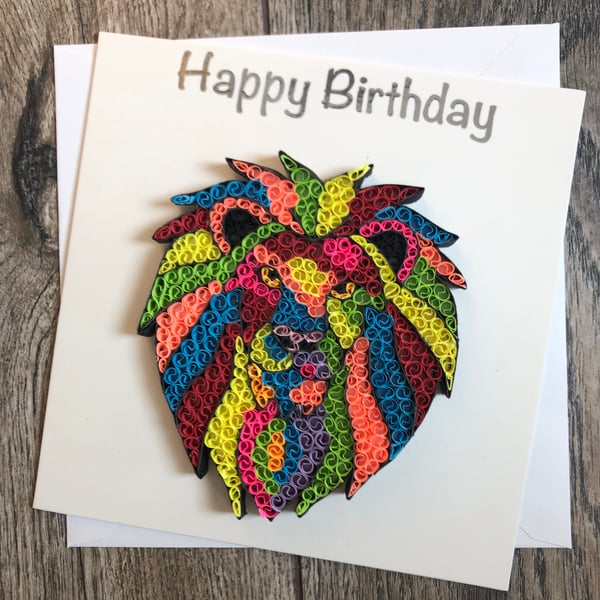 Happy birthday Lion Quilled Card 