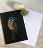 'Kingfisher Perching', A5, Bird Art greetings card. - Image 3