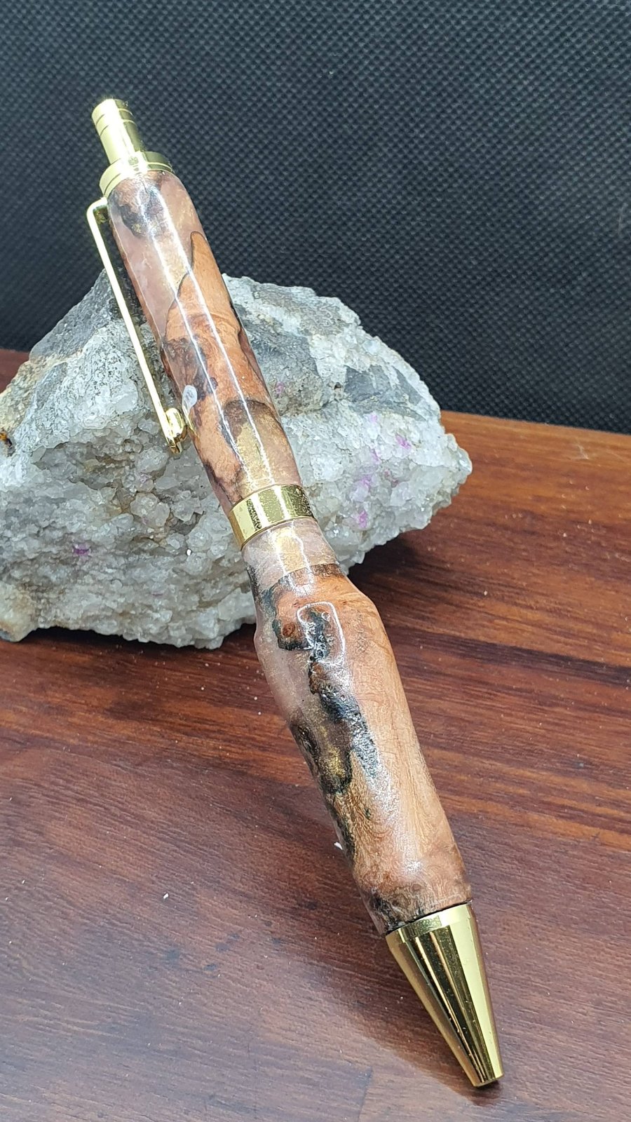wood and resin click pen