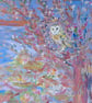 Owl in Cherry Blossom  card - Image 1
