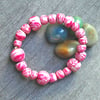 SALE -  Handmade Bead Bracelet - Pink Fluffy Clouds !