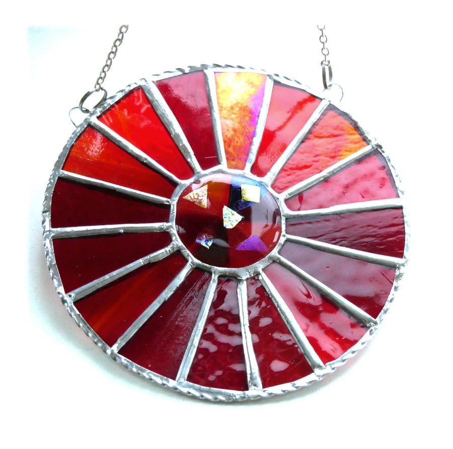 Red Colour Wheel Suncatcher Stained Glass Handmade