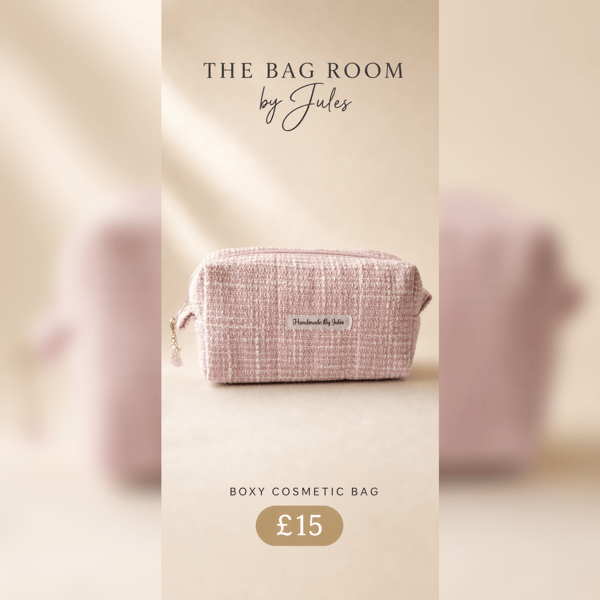 Pink Tweed Cosmetic Bag