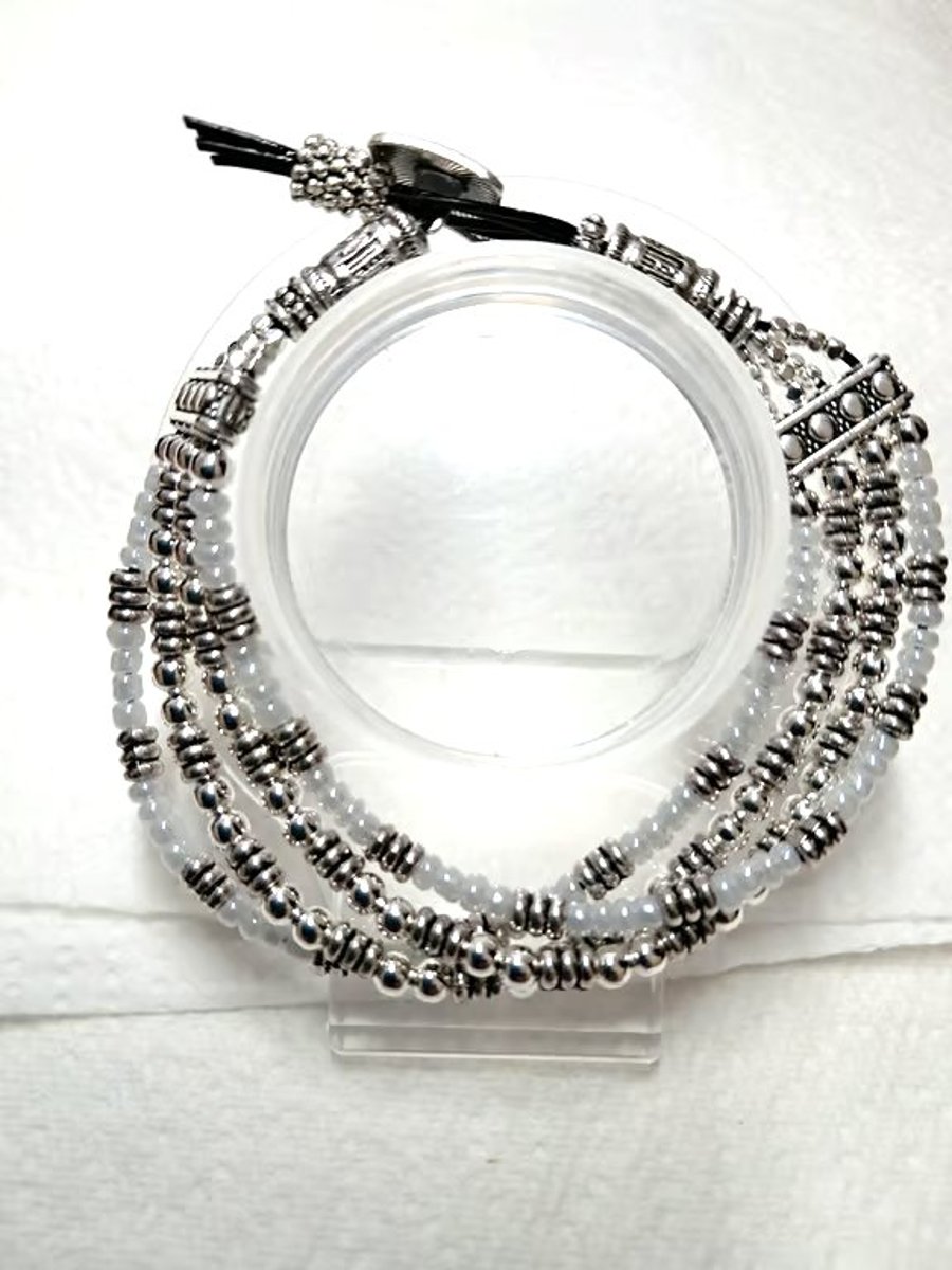 Leather Pearl Bojo Bracelet 