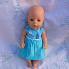Boating Summer Dolls Dress Baby Born and Tiny Tears Summer Blue Green Dress 