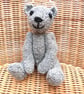 Handmade 8" Grey Teddy Bear knitted in 100% Wool