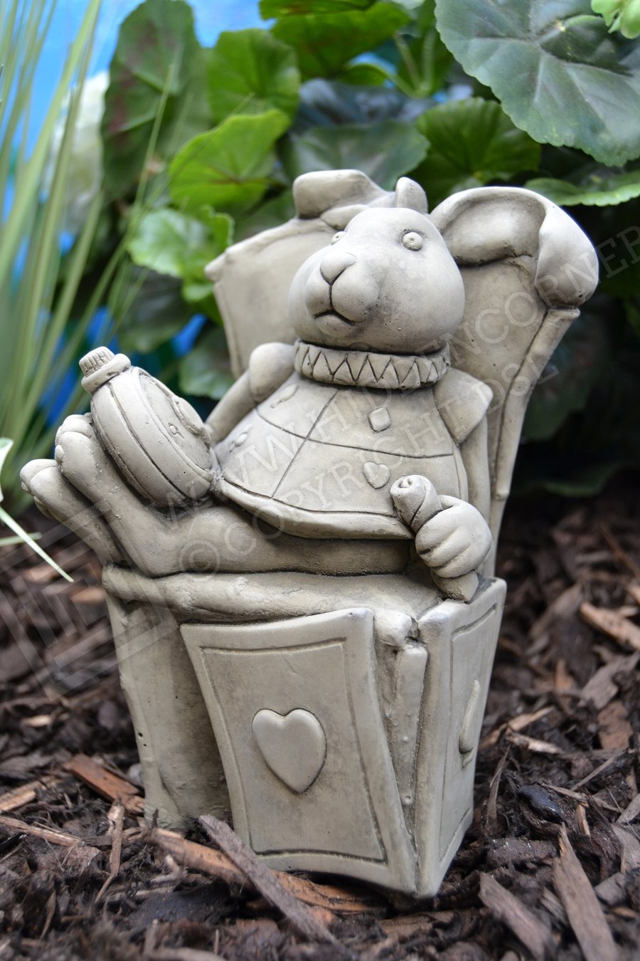 Alice in Wonderland White Rabbit  Stone Garden Ornament
