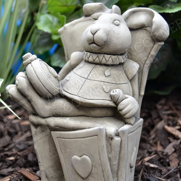 Alice in Wonderland White Rabbit  Stone Garden Ornament