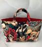 Day of the dead tote bag, Gothic shopper, handmade in Sussex