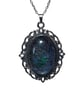 Vintage style pendant and drop earrings, handmade felt with silk in black - Image 3