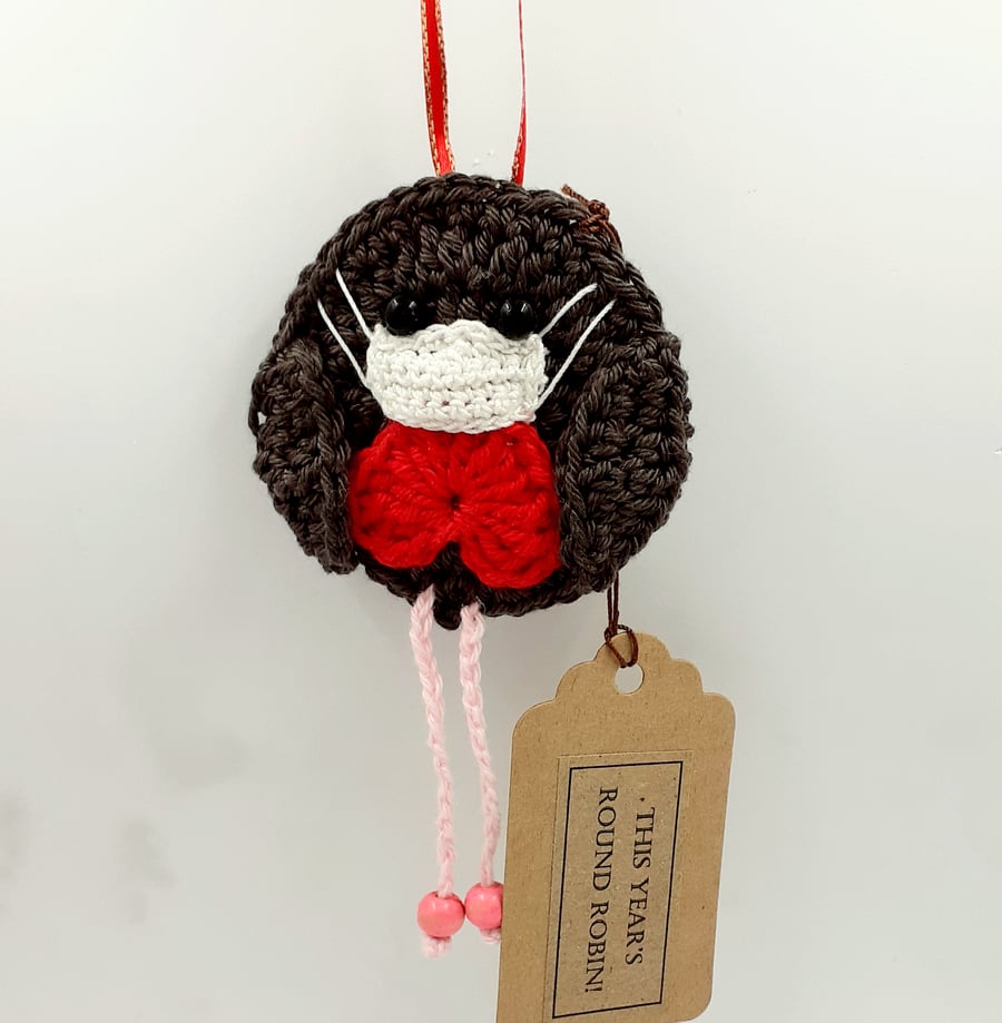Reserved for Sarah. 2020's Crochet Round Robin in Mask. Tree Decoration 
