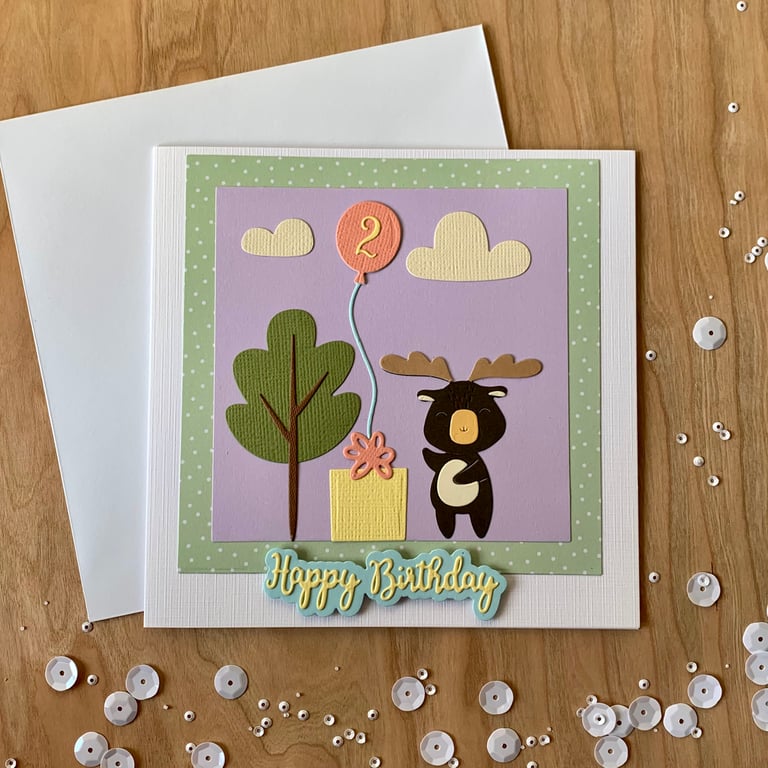 Handmade 2 year old Birthday Card