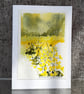 Yellow Fields. Blank Card. Original Watercolour Painting 260150