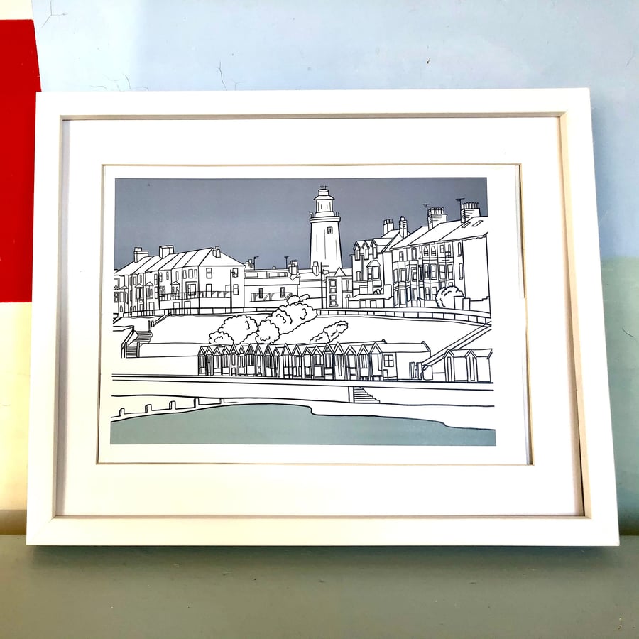 FREE UK POSTAGE! Southwold Print Line Drawing l Coastal Art l Seaside Art l Birt