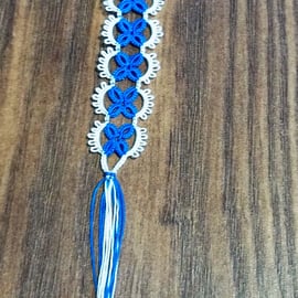 Cream and Blue Tatted Cross Bookmark