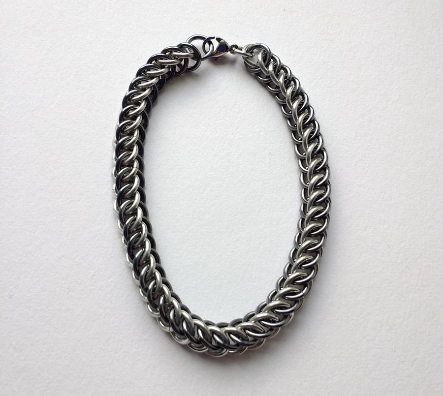 Half Persian Woven Chain Mail Bracelet, Anodised Aluminium 7.5"