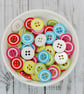 50 Mixed Coloured Resin Buttons, 13mm Coloured Rim Edge Buttons - Image 2