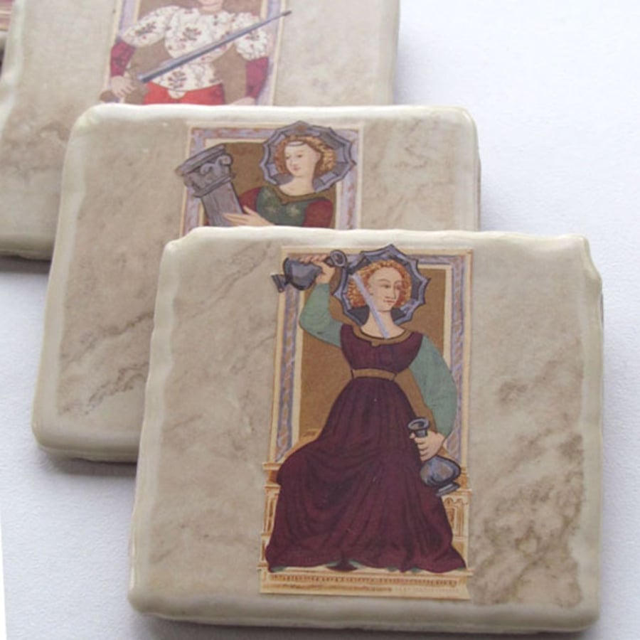 Ceramic Tarot Card Coasters x 4