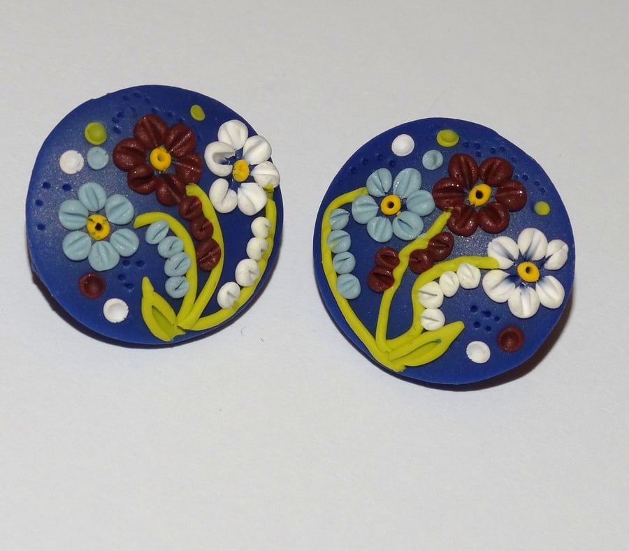 Midnight Flower Garden Stud Earrings