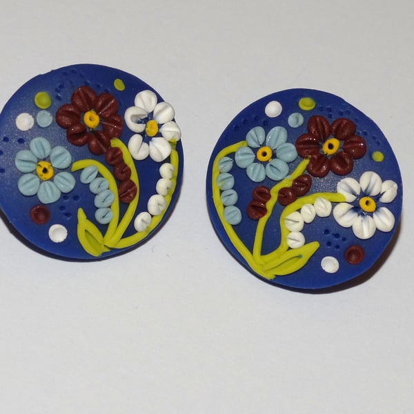 Midnight Flower Garden Stud Earrings