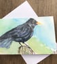 Watercolour blackbird greeting card by UK artist Janet Bird - Image 1