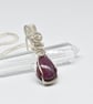 Ruby and Silver Wire Wrapped and Woven Pendant - Image 3