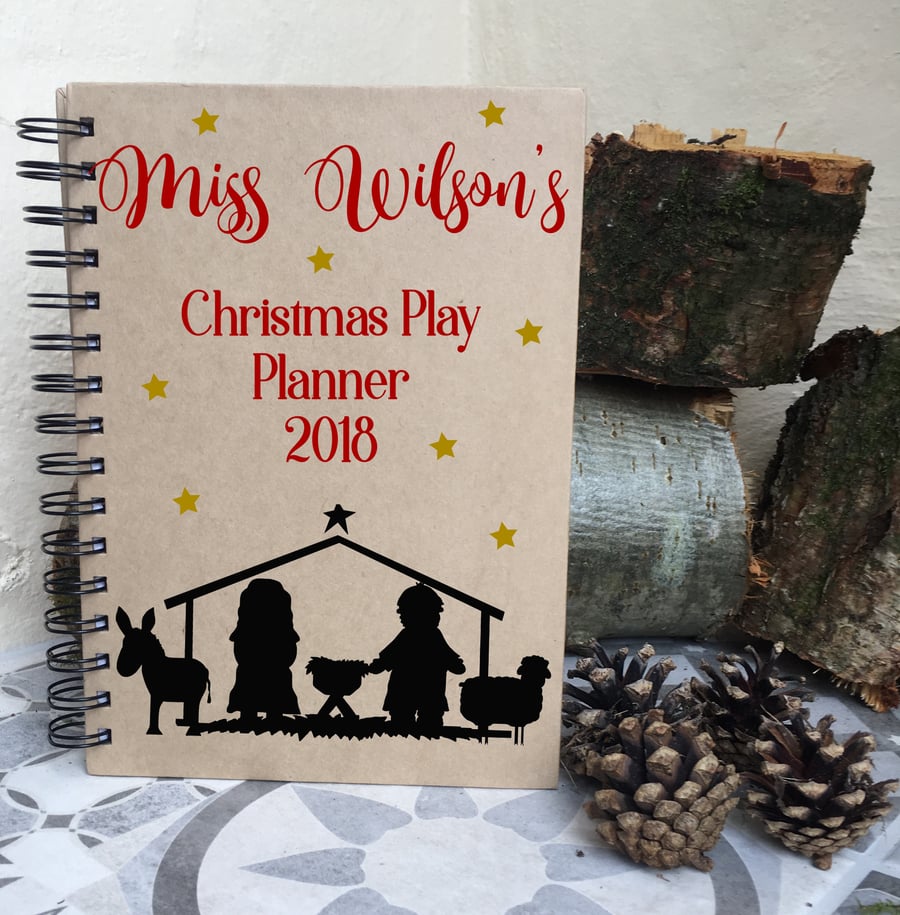 Teacher planner notebook, christmas, personalised