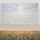 Ocean Dreaming is large original oil painting seascape of a serene white ocean 