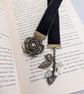 Black Velvet Ribbon Bookmark with Upcycled Jewellery accessories