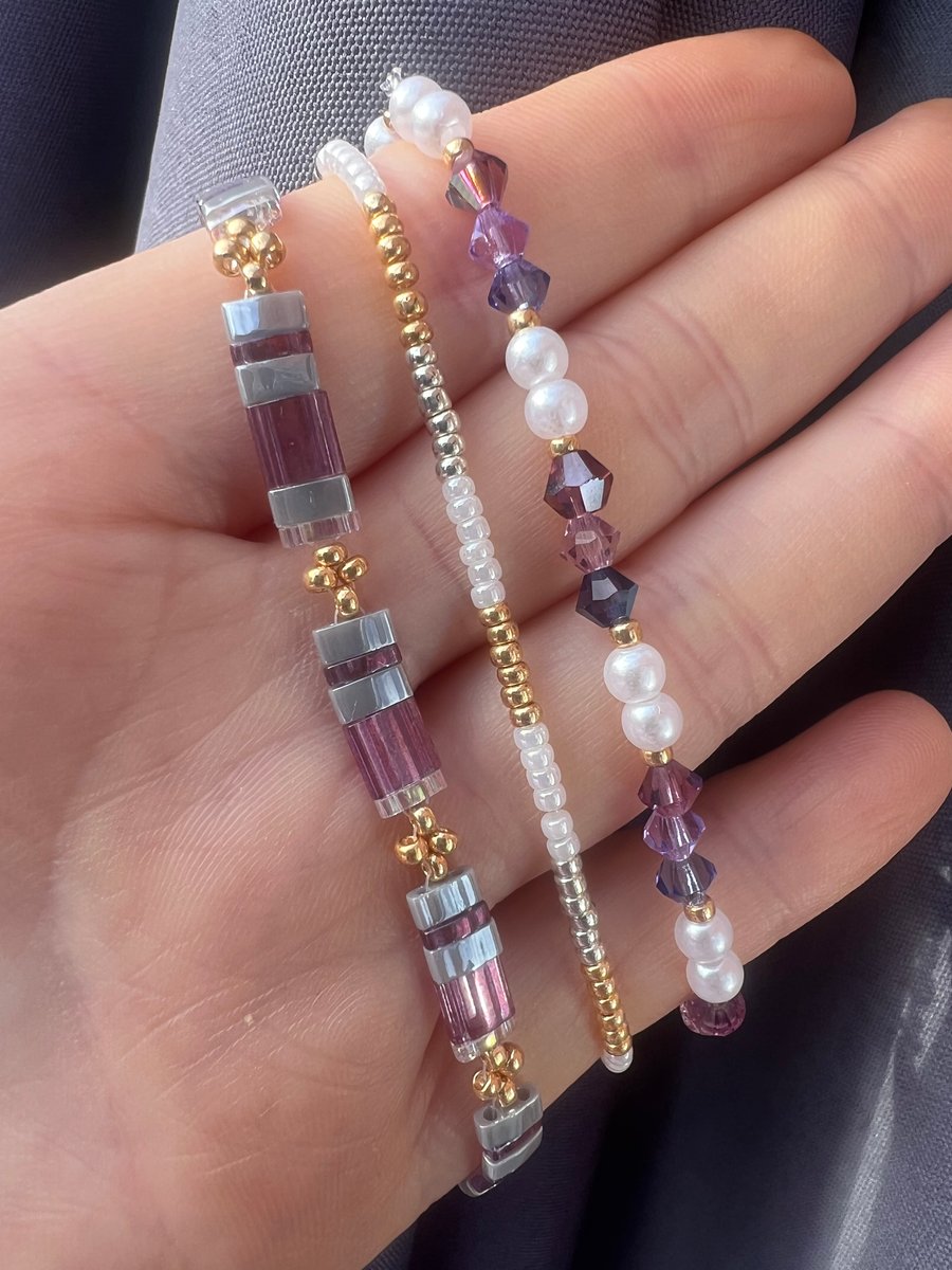 Purple bracelet stack