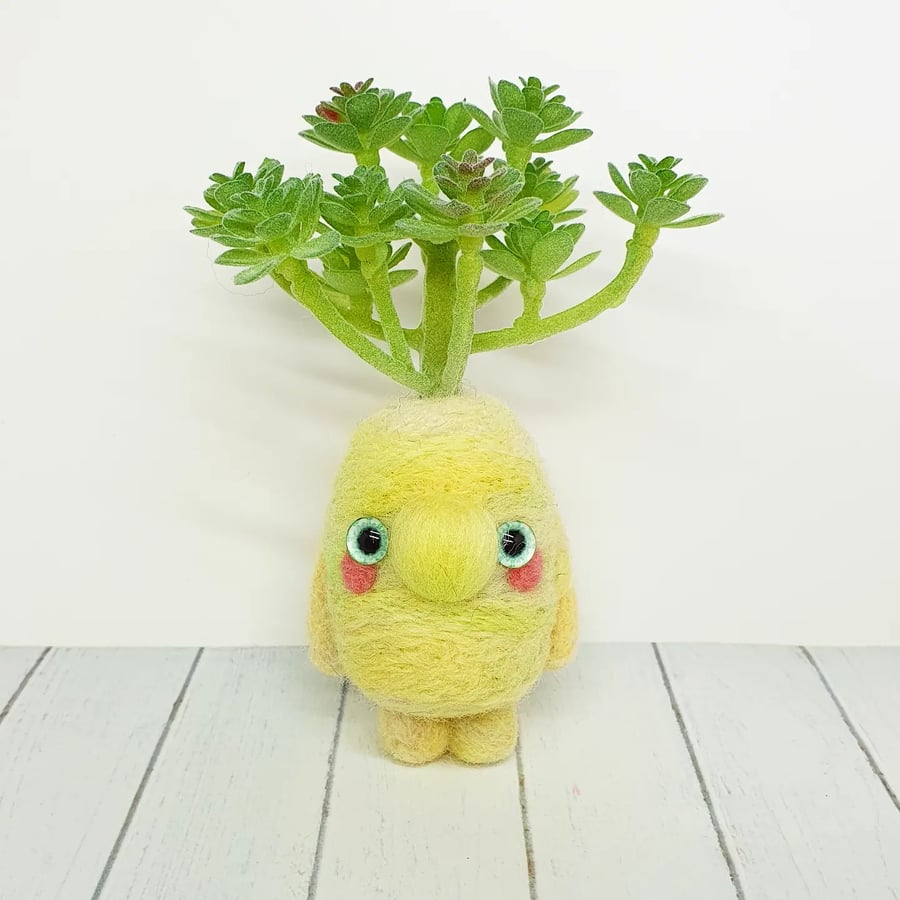 Succulent Gnome Art Doll Big Yellow