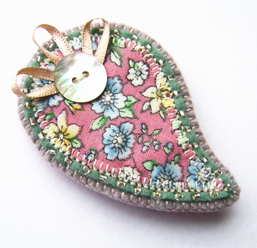 Fabric Paisley Brooch