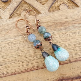 Ceramic and Agate Earrings.