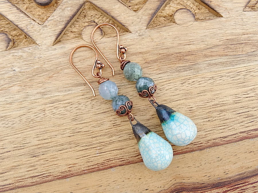 Ceramic and Agate Earrings.