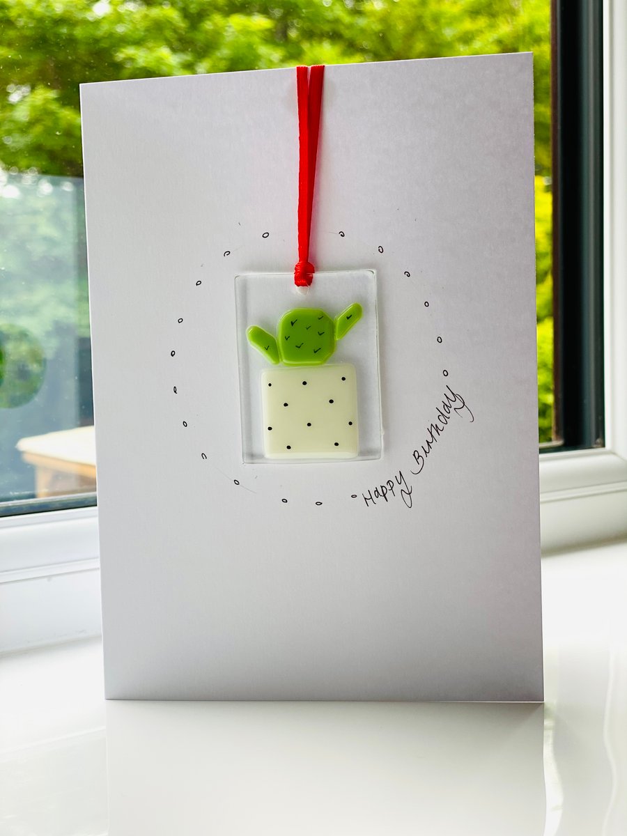 Birthday card with fused glass keepsake