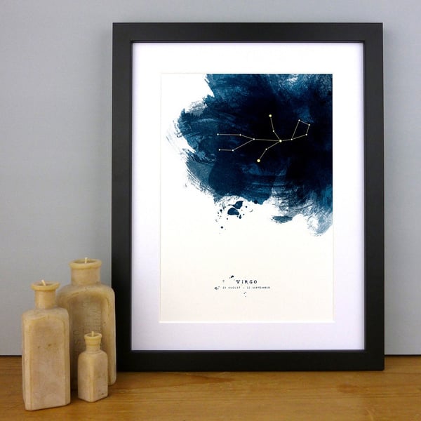 Virgo Constellation Personalised Zodiac Star Sign Birthday Print