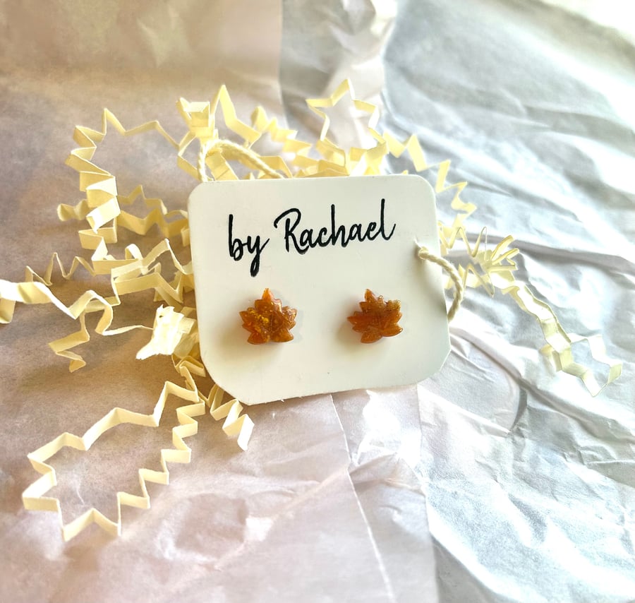 Marble orange and gold maple leaf 