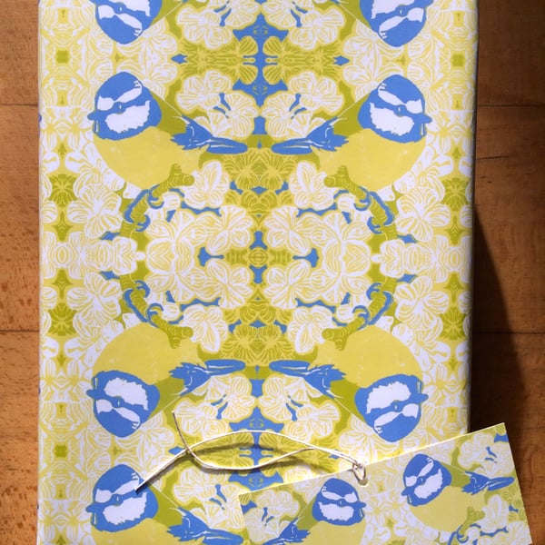 Blue Tit Gift Wrap & Tag