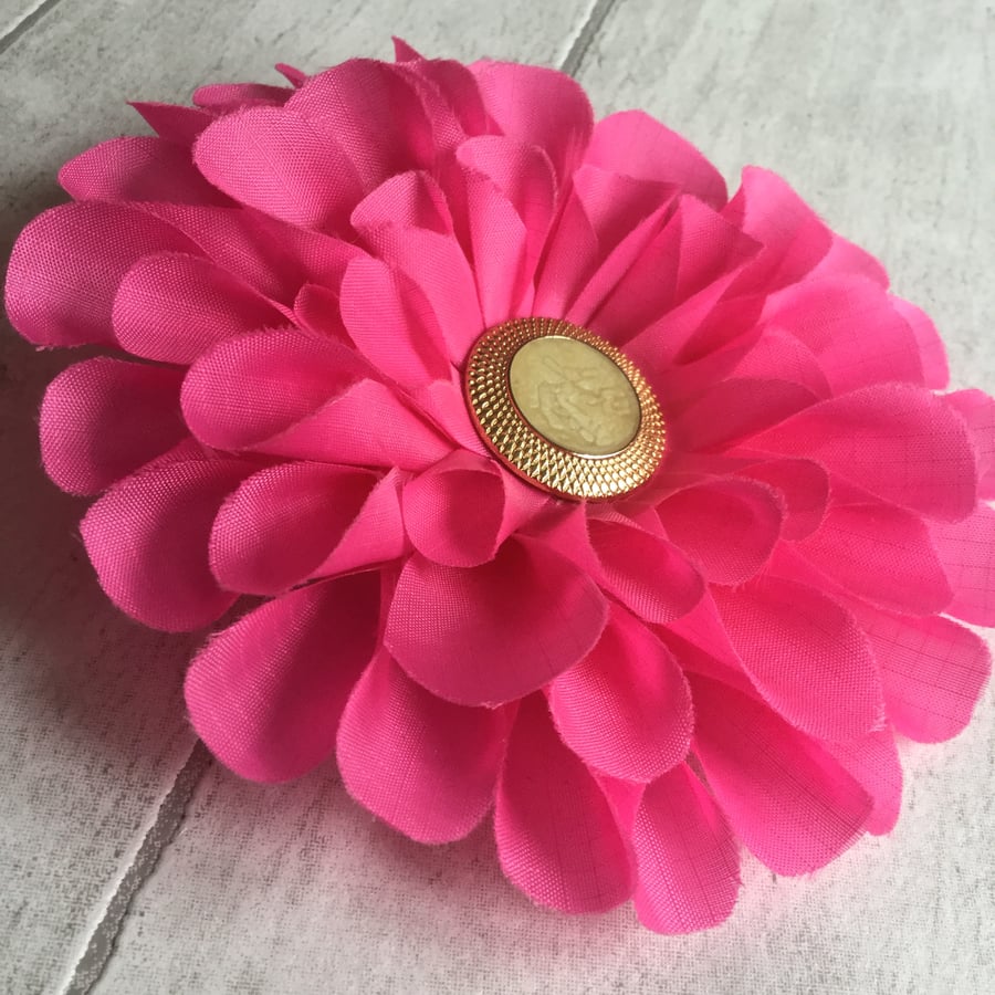 Hand Made Pink Fabric Flower Corsage
