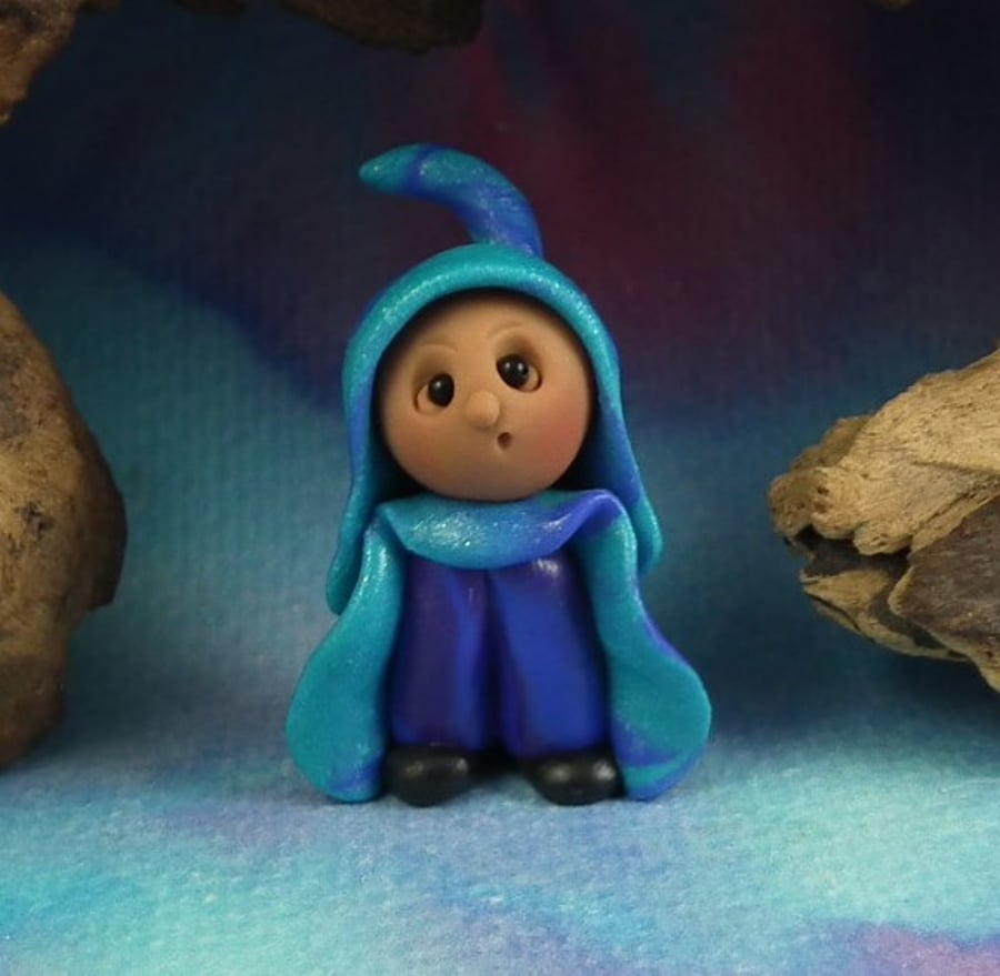 Tiny Male Garden Gnome 'Denys' with trousers OOAK Sculpt by Ann Galvin