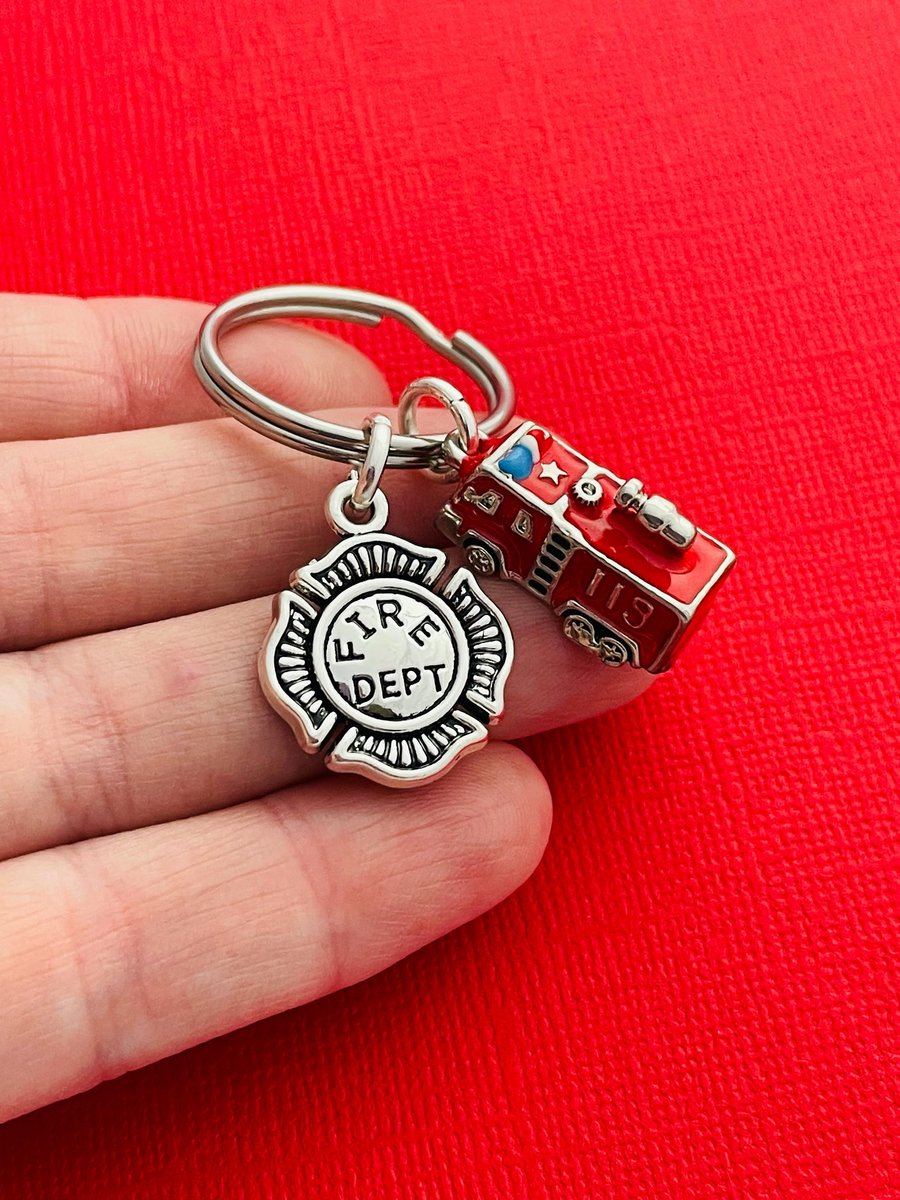 Red Fire Engine Keyring