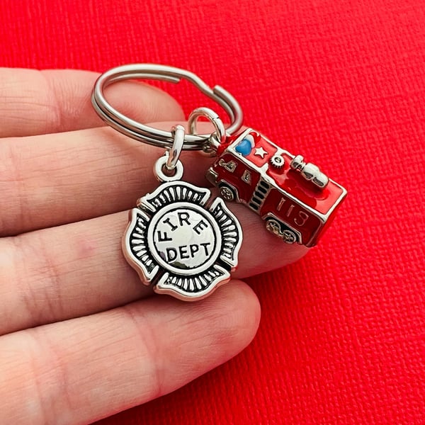 Red Fire Engine Keyring