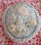 Oval, textile brooch with pastel, embroidered flowers. - Image 8