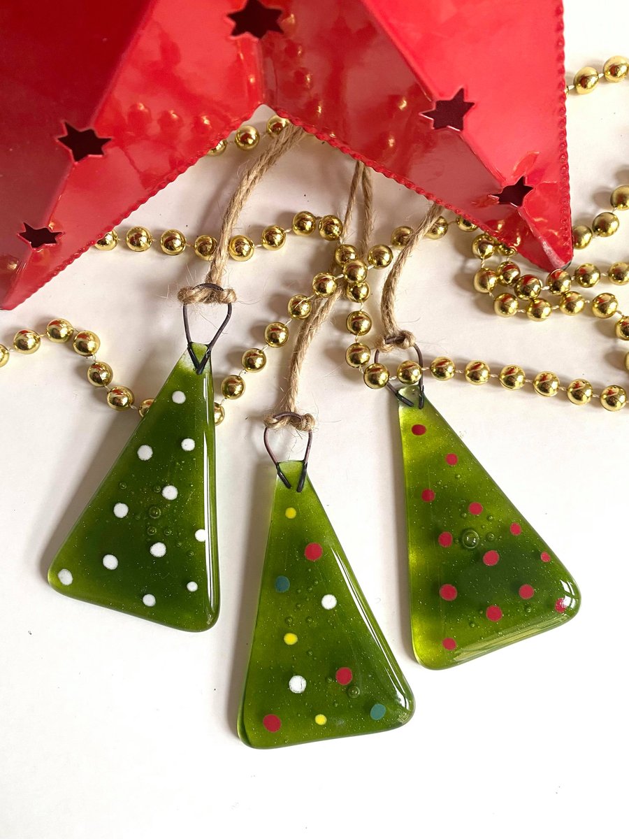 Fused Glass Christmas Tree Deceorations