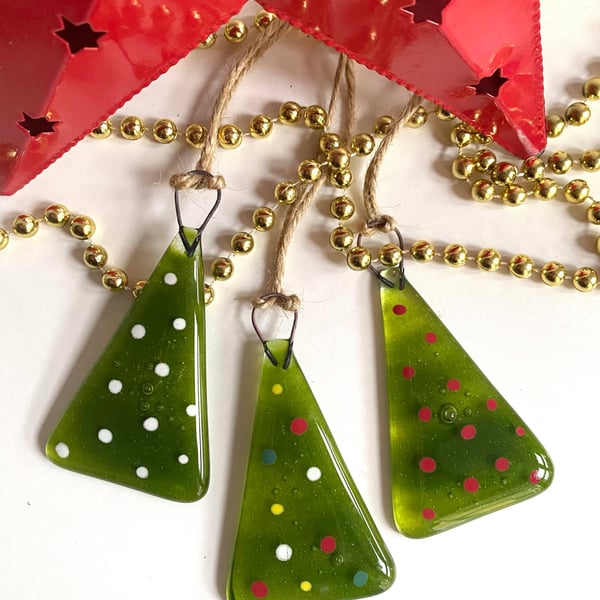 Fused Glass Christmas Tree Deceorations