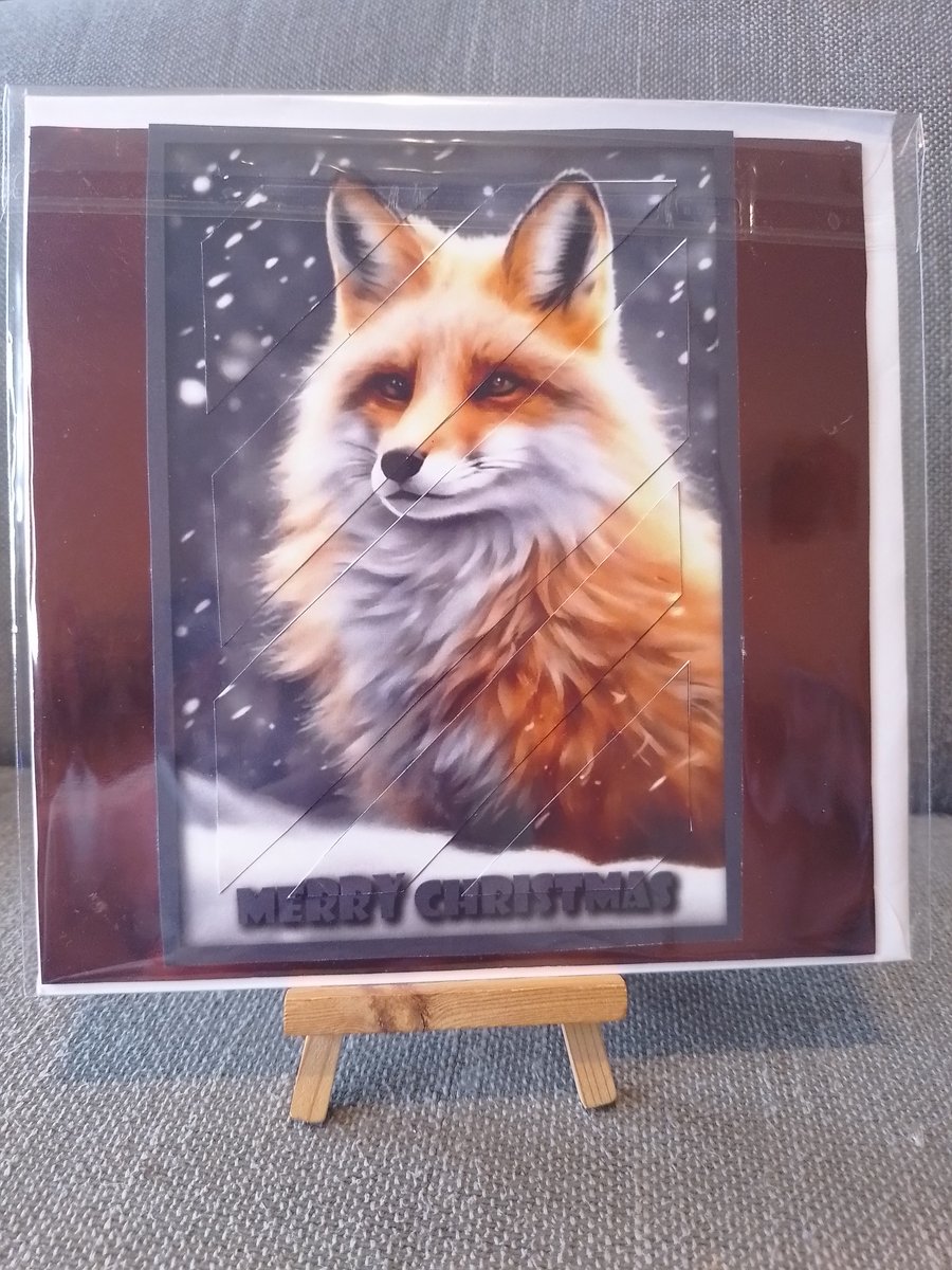 Red Fox Christmas handmade card 