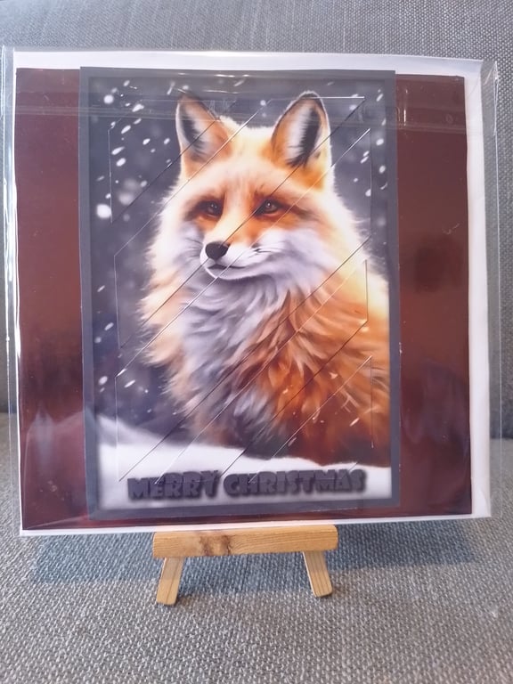Red Fox Christmas handmade card 